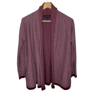 Tommy Hilfiger bird’s eye burgundy shawl pima cotton blend  open cardigan size M